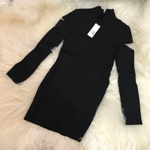 Helmut Lang Long Cutout Sleeve Wool Blend Dress - Picture 6 of 7
